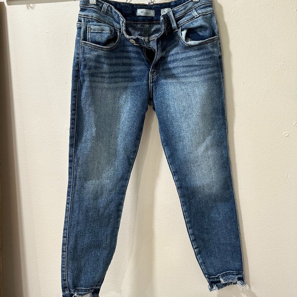 BOUTIQUE KanCan Mid Rise Skinny Jeans- Cropped Fringe Womens Size 29